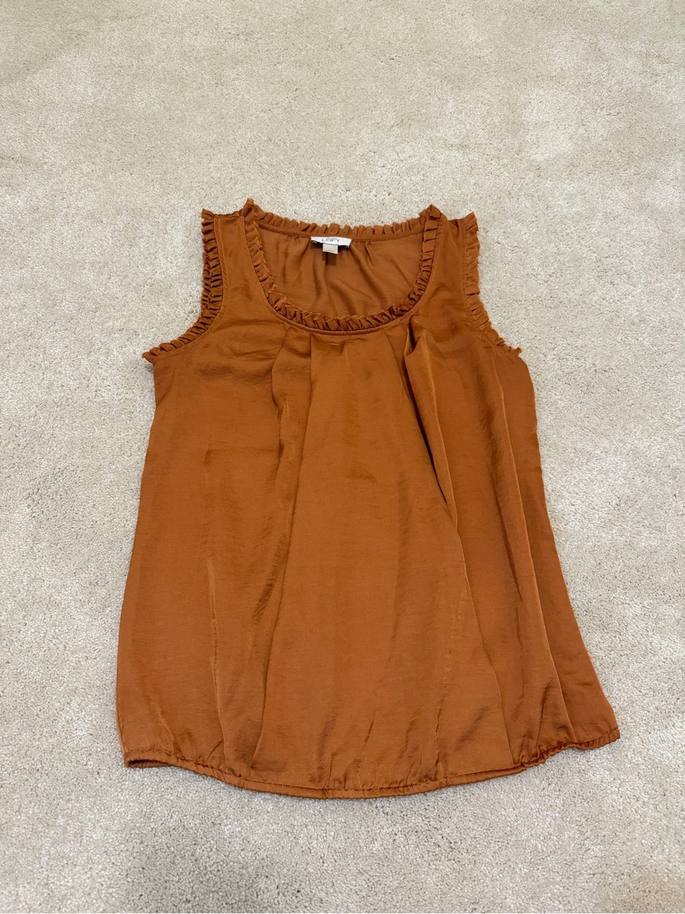 LOFT Ruffle-Trim Sleeveless Camisole — Rust